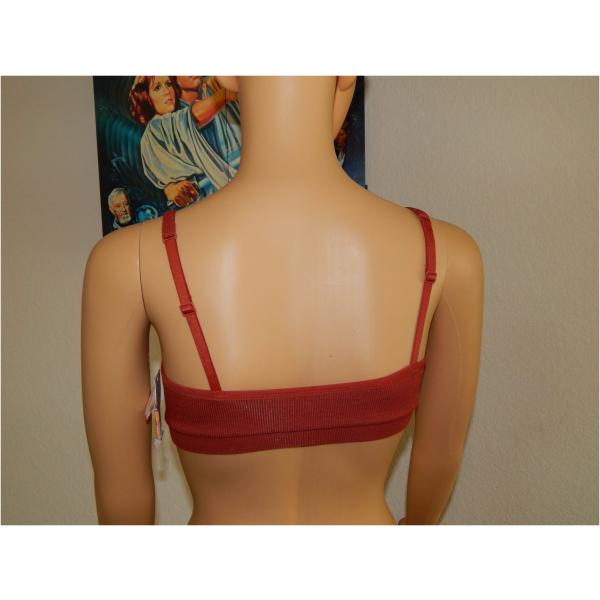 Auden Lightly Lined Bralette Ribbed Small Orange Berry