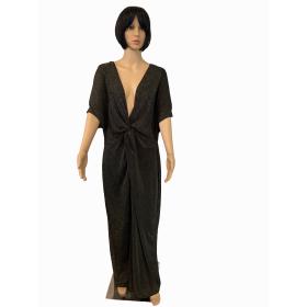Love Squared Womens Plus Metallic Front Knot Evening Dress Black 2X