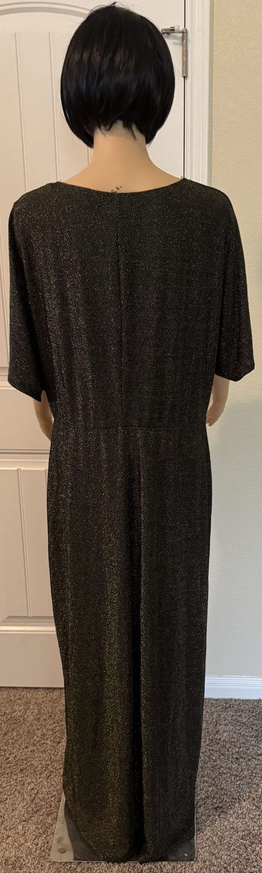 Love Squared Womens Plus Metallic Front Knot Evening Dress Black 2X
