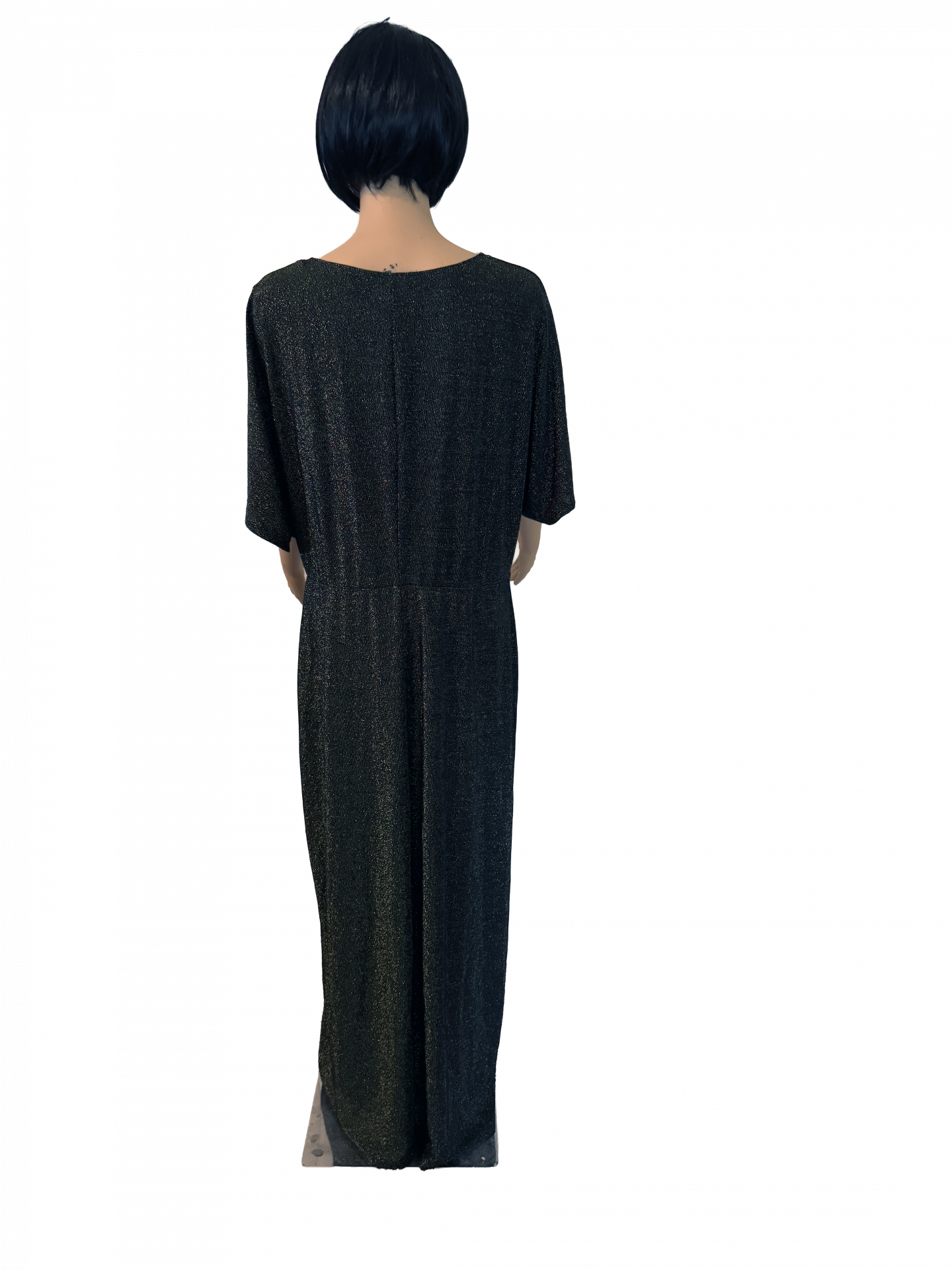Love Squared Womens Plus Metallic Front Knot Evening Dress Black 2X